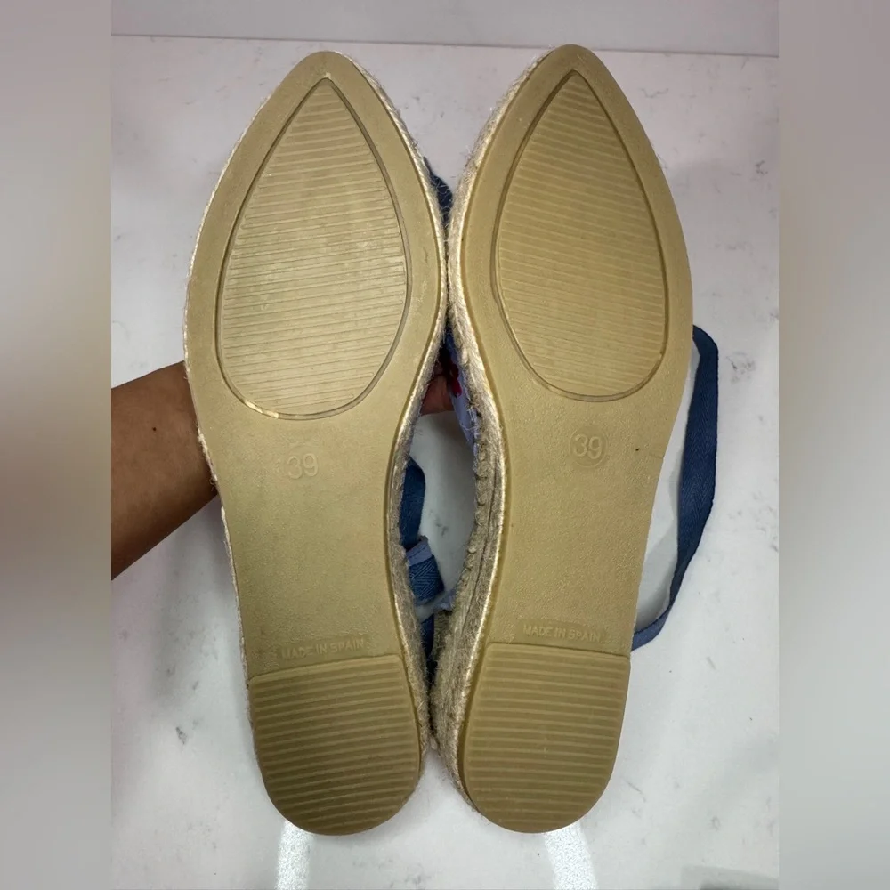 Fabiolas Blue Floral Lace-Up Espadrilles